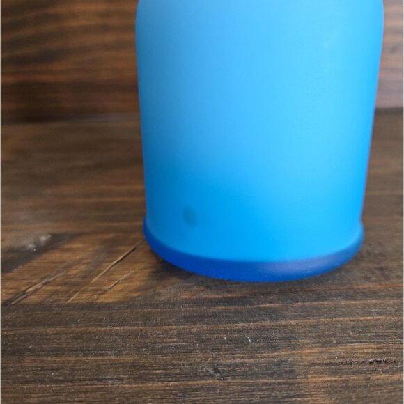 Carlo Moretti Murano Hooped Vase Satinato Satin Finish Rare MCM Blue Opaline - Picture 3 of 9